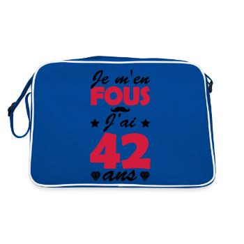 j ai 42 ans / humour anniversaire 42 ans - Sac Retro - bleu/blanc - Dos
