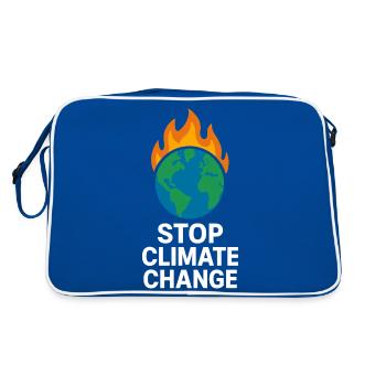 Klimawandel stoppen T-Shirt – Umweltschutz Protest - Retro Tasche - Blau/Weiß - Hinten