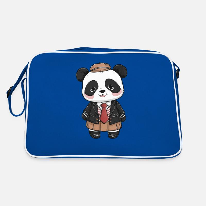Kawaii Panda trägt traditionelle Schuluniform Retro Tasche