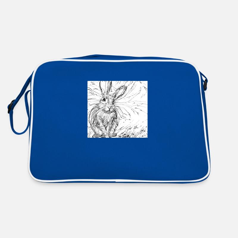 Gezeichneter Hase - Retro Tasche - Blau/Weiß