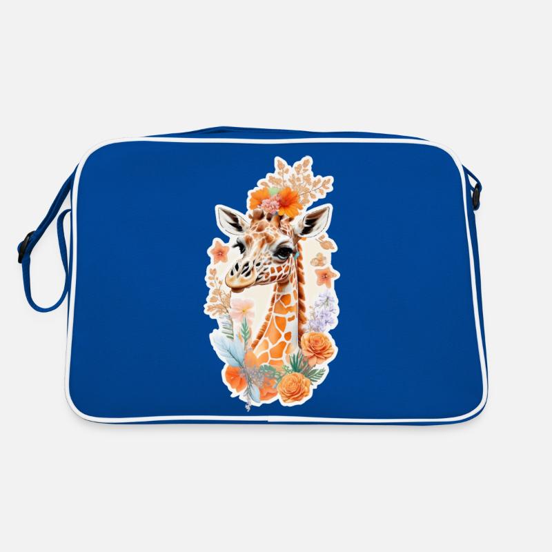 Giraffe - Retro Tasche - Blau/Weiß