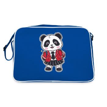 Kawaii panda wearing traditional school uniform - Retro Bag - blue/white - Back
