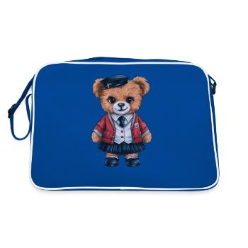 Cute teddy bear with trational school uniform - Retro Bag - blue/white - Back