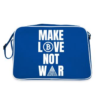 Make Love Not War - Bitcoin schafft Weltfrieden - Retro Tasche - Blau/Weiß - Hinten