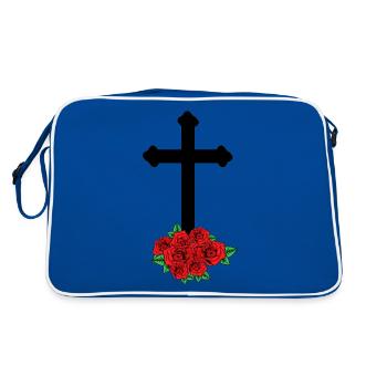 Roses en deuil Croix de la mort Funérailles au-delà de la tombe - Sac Retro - bleu/blanc - Dos
