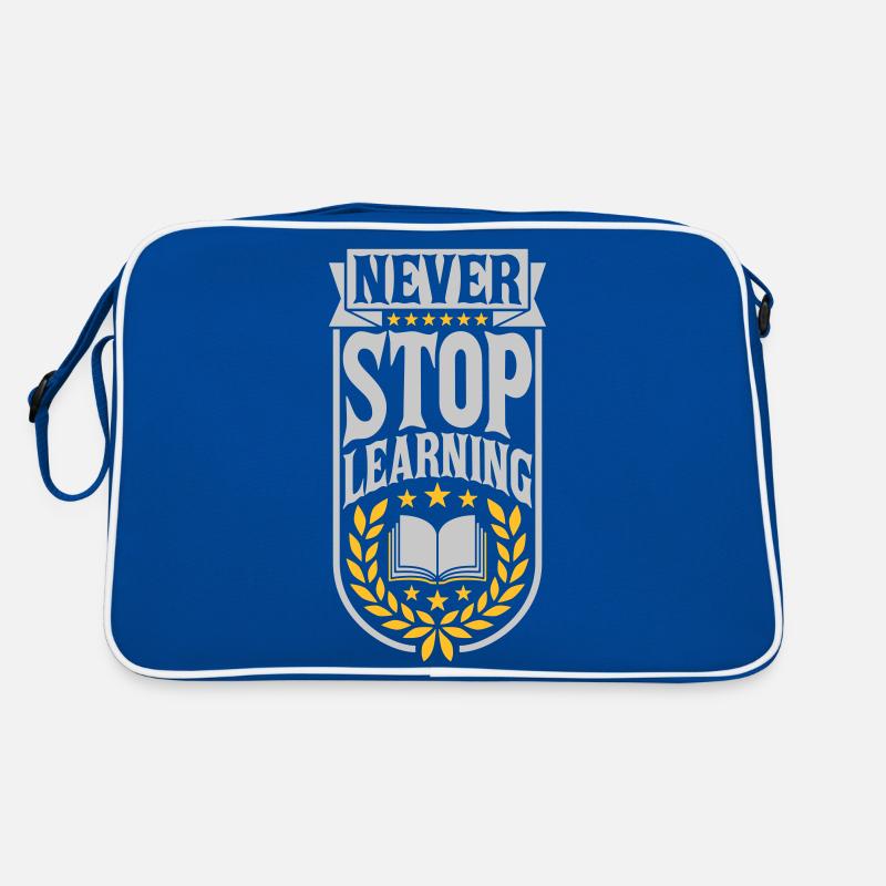never stop learning Zitat Retro Tasche