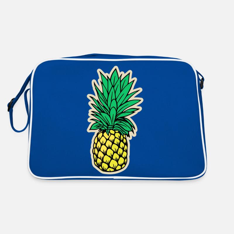 Ananas - Retro Tasche - Blau/Weiß