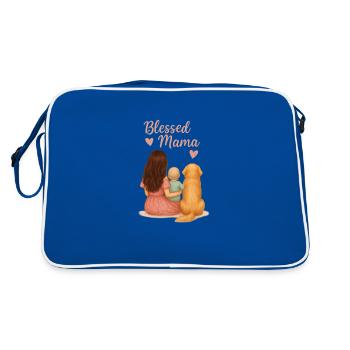 Maman bénie – avec bébé et Golden Retriever - Sac Retro - bleu/blanc - Dos