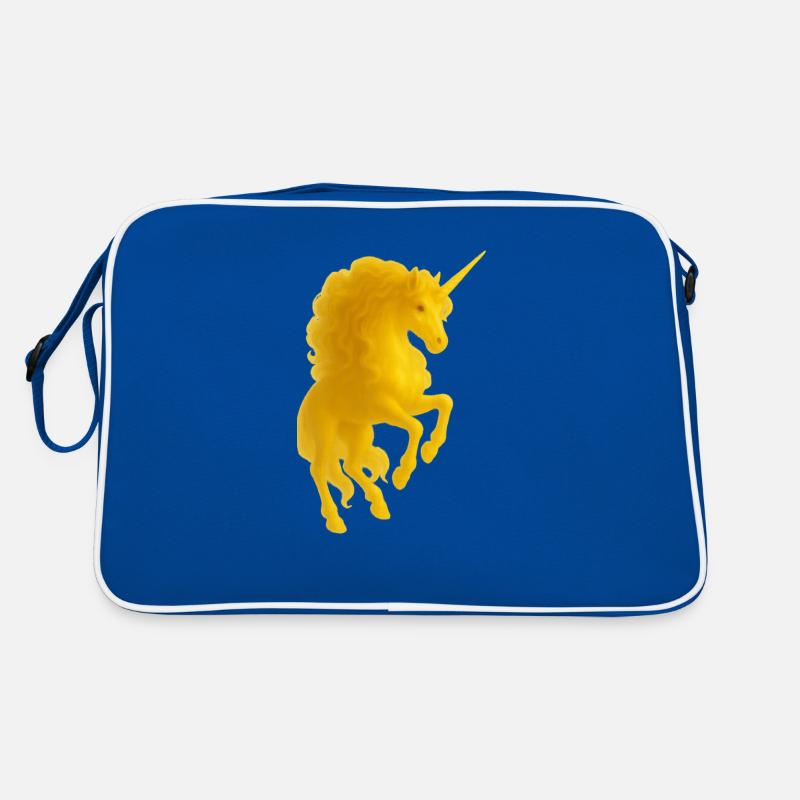 Goldenes Einhorn - Retro Tasche - Blau/Weiß
