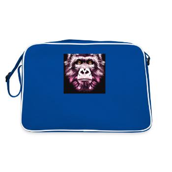 Der traurigste Affe- Tier Porträt Pop Art Style - Retro Tasche - Blau/Weiß - Hinten