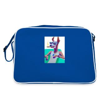 smoking Dog - Retro Tasche - Blau/Weiß - Hinten