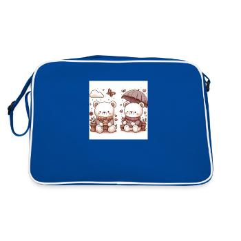 Bärenliebe - Retro Tasche - Blau/Weiß - Hinten