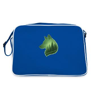 grüner Fuchskopf - WiederWilderLeben - Retro Tasche - Blau/Weiß - Hinten