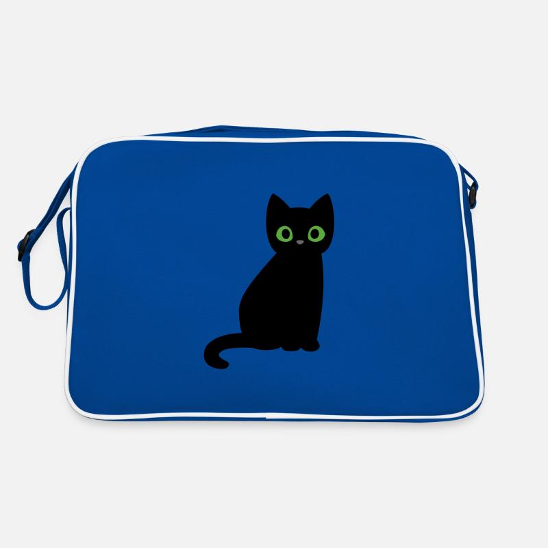 Chat noir halloween vert yeux doux Sac Retro