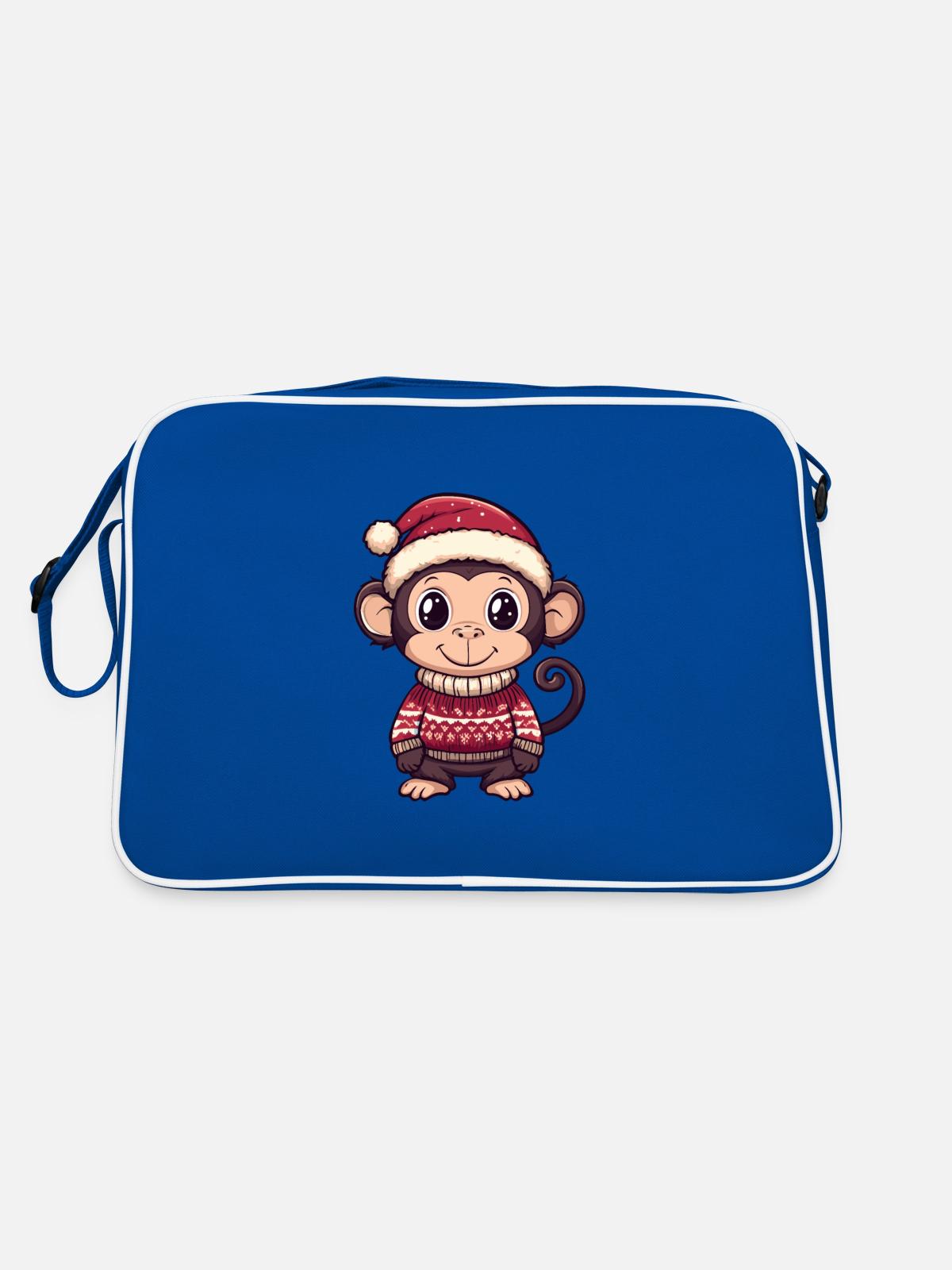 Monkey Christmas Comic - Retro Bag - blue/white - Back