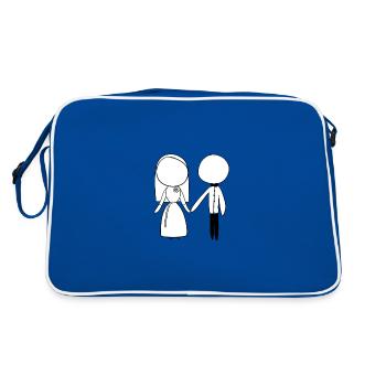 heirat braut bräutigam heiraten liebe - Retro Tasche - Blau/Weiß - Hinten