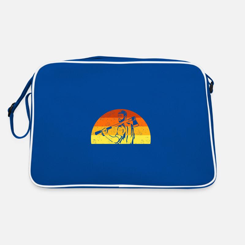 Retro lumberjack forest worker with axe Retro Bag