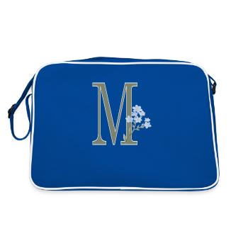 M with blue flowers - Retro Bag - blue/white - Back