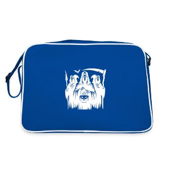 Schaurig Halloween Sensenmann Gruppe mit Kürbis - Retro Tasche - Blau/Weiß - Hinten