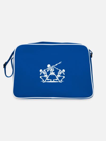 Gespenstische Dabbing Halloween Skelette - Retro Tasche - Blau/Weiß - Hinten