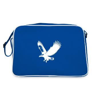 Aigle vers le haut avec d’énormes ailes dans le vent - Sac Retro - bleu/blanc - Dos