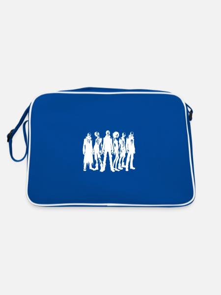 Lustige Halloween Zombie Party Gruppe - Retro Tasche - Blau/Weiß - Hinten