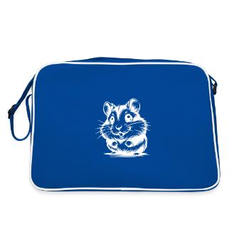 Baby Hamster Cute Kids Drawing - Retro Bag - blue/white - Back
