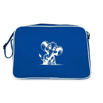 Éléphant curieux avec de grands yeux et de grandes oreilles - Sac Retro - bleu/blanc - Dos