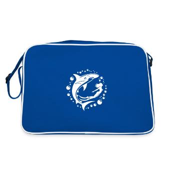 Requin-marteau et plongeur dansant sous l’eau - Sac Retro - bleu/blanc - Dos
