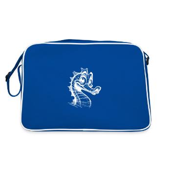 Kinder Seepferd Grobe Bleistift Abzeichen Skizze - Retro Tasche - Blau/Weiß - Hinten