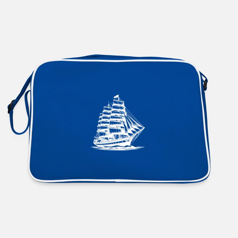 Large old sailing ship with set sails Retro Bag