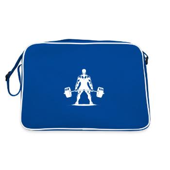 Ambitious athlete with barbell - Retro Bag - blue/white - Back