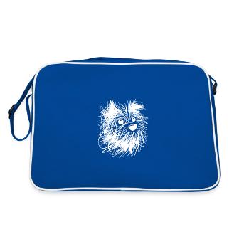 Chien abstrait croquis Lignes de griffonnage ludiques - Sac Retro - bleu/blanc - Dos