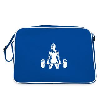 Ambitious athlete with barbell - Retro Bag - blue/white - Back