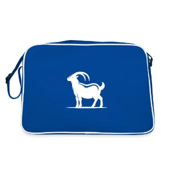 Goat portrait with huge horns - Retro Bag - blue/white - Back