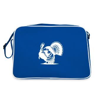 Style de dinde classique avec un grand plumage - Sac Retro - bleu/blanc - Dos