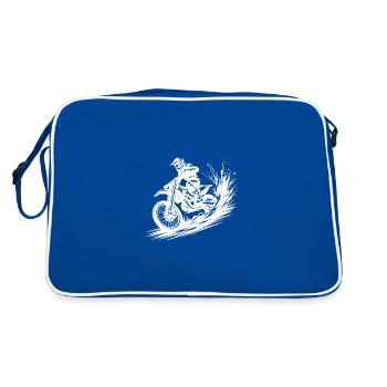 Dynamic motocross illustration Drawing - Retro Bag - blue/white - Back
