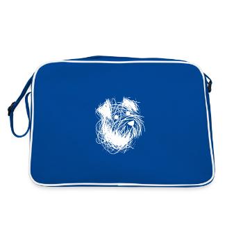 Chien minimaliste croquis Doodle Portrait de chien - Sac Retro - bleu/blanc - Dos