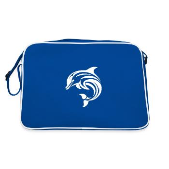 Elegant dynamic dolphin in leap - Retro Bag - blue/white - Back