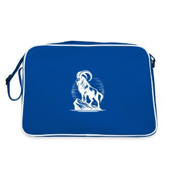 Capricorne sinistre avec d’énormes cornes - Sac Retro - bleu/blanc - Dos