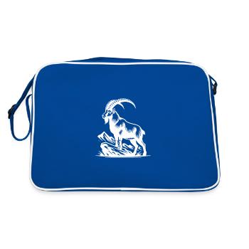 Capricorn with huge horns - Retro Bag - blue/white - Back