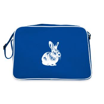 Bébé lapin avec de grands yeux et de grandes oreilles - Sac Retro - bleu/blanc - Dos