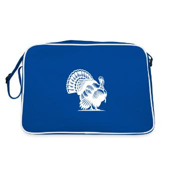 Proud turkey with huge plumage - Retro Bag - blue/white - Back
