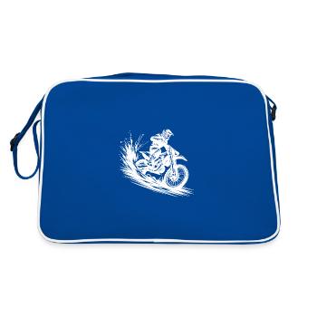 Energetic Motocross Illustration Drawing - Retro Bag - blue/white - Back