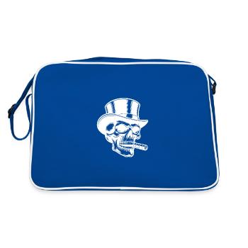 Blatant top hat skull design with a smoky touch - Retro Bag - blue/white - Back