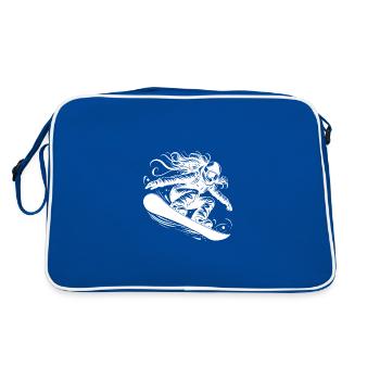 Dynamic snowboarder in action jump - Retro Bag - blue/white - Back