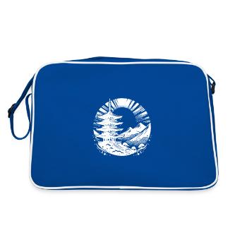Motif d’art de yoga de pagode asiatique avec temple - Sac Retro - bleu/blanc - Dos