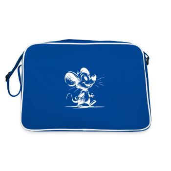 Kids Mouse with Big Ears Pencil Sketch Style - Retro Bag - blue/white - Back