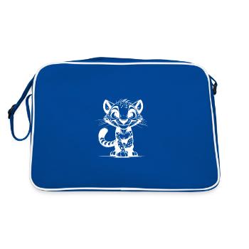 Portrait léopard mignon grand chat souriant - Sac Retro - bleu/blanc - Dos