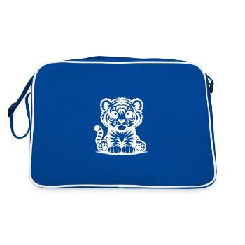 Cute Little Kids Tiger with Stripe Pattern - Retro Bag - blue/white - Back